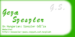 geza szeszler business card